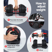 Load image into Gallery viewer, Everfit 24kg Dumbbells Adjustable Dumbbell Weight Plates Home Gym
