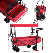 Load image into Gallery viewer, Gardeon Garden Cart with Removable Canopy Red
