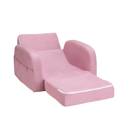 Keezi Kids Sofa 1 Seater Children Flip Open Couch Lounger Armchair Soft Pink