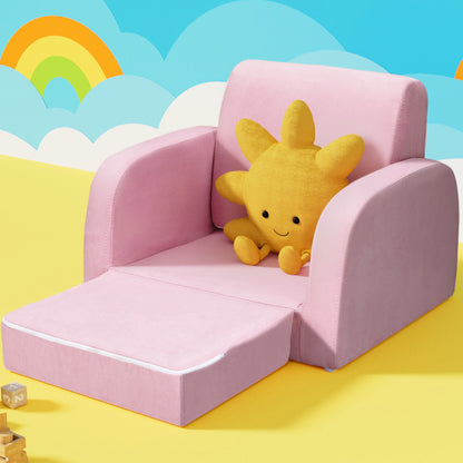 Keezi Kids Sofa 1 Seater Children Flip Open Couch Lounger Armchair Soft Pink