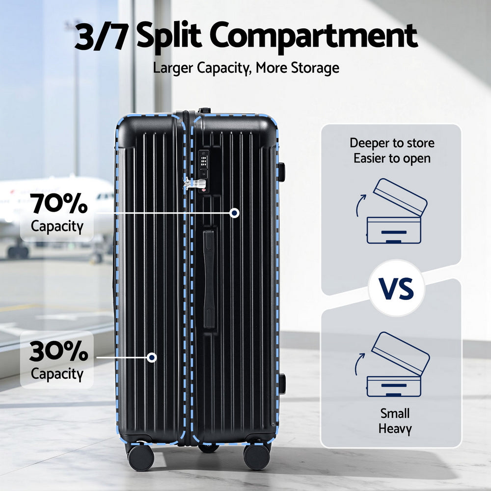 Wanderlite 32" Trunk Luggage Suitcase Travel 5 Wheels Type-C Port TSA Black