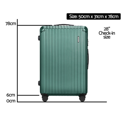 Wanderlite 28'' Luggage Travel Suitcase Set TSA Carry On Hard Case Green