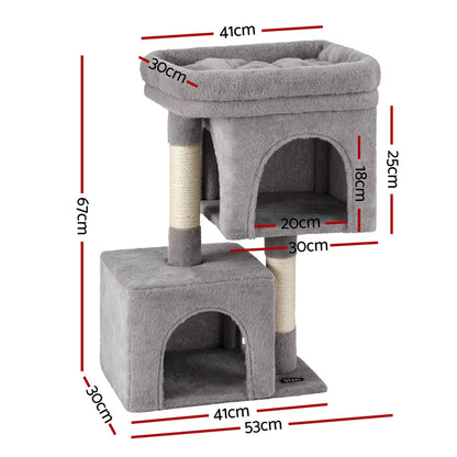 i.Pet Cat Tree 67cm Tower Scratching Post Trees Scratcher Condo House Light Grey