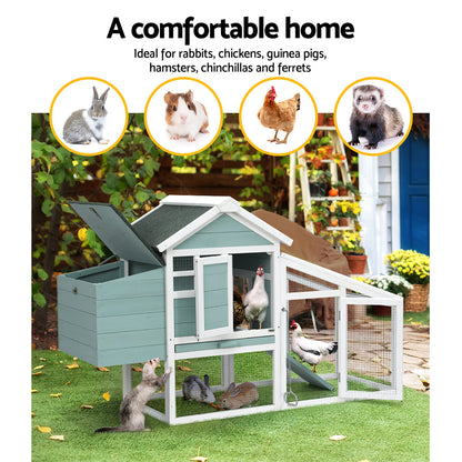 i.Pet Chicken Coop Rabbit Hutch 150cm x 60cm x 93cm Large Chicken Coop House Run Cage Wooden