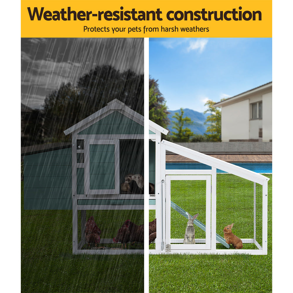 i.Pet Chicken Coop Rabbit Hutch 150cm x 60cm x 93cm Large Chicken Coop House Run Cage Wooden