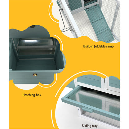 i.Pet Chicken Coop Rabbit Hutch 150cm x 60cm x 93cm Large Chicken Coop House Run Cage Wooden