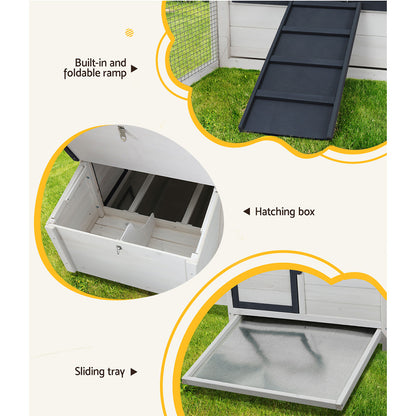 i.Pet Chicken Coop Rabbit Hutch 166cm x 120cm x 112cm Large Chicken Coop House Run Cage Wooden