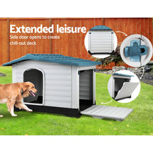 Load image into Gallery viewer, i.Pet Dog Kennel House Extra Large Outdoor Plastic Puppy Pet Cabin Shelter XL Blue

