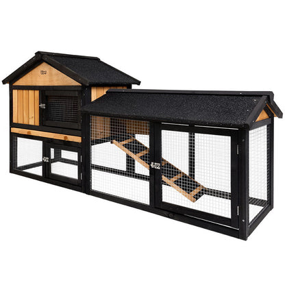 i.Pet Chicken Coop Rabbit Hutch 165cm x 43cm x 86cm Chicken Coop Large Run House Cage Wooden Outdoor