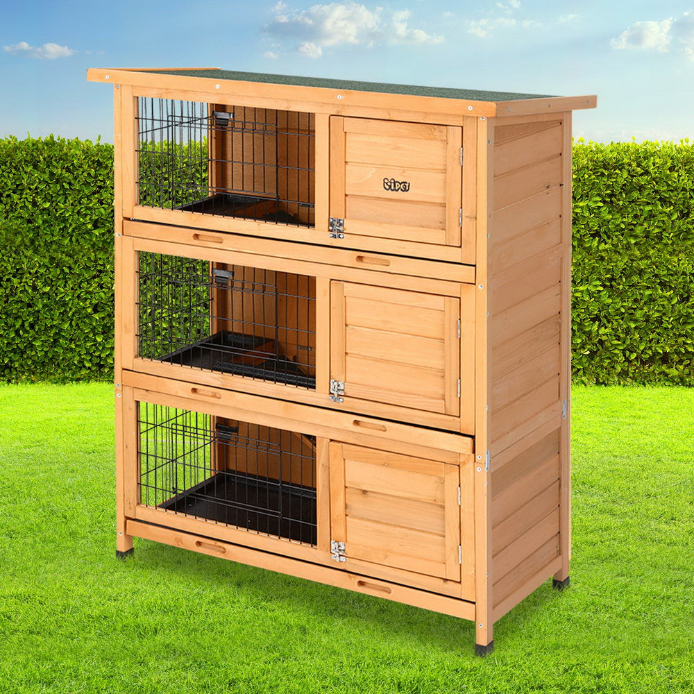 i.Pet Rabbit Hutch Chicken Coop 91.5cm x 46cm x 116.5cm Chicken Coop Large House Cage Run Wooden Outdoor