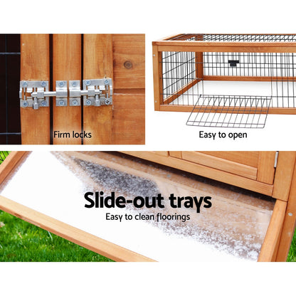 i.Pet Chicken Coop Rabbit Hutch 155cm x 49cm x 90cm Large Chicken Coop Wooden Run Cage House Outdoor