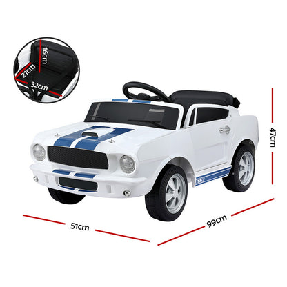 Kids Electric Ride On Car Licensed GT350 Outdoor Toys Cars Music Remote White