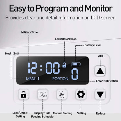 ROJECO 4L Automatic Pet Feeder Button Version Auto Cat Food Dispenser Accessories Smart Control Pet Feeder For Cats Dog Dry Food