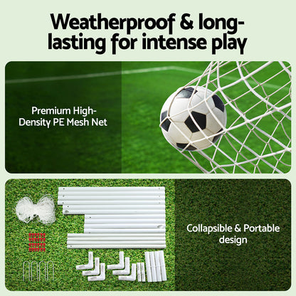 Everfit 8FT Soccer Football Goal Net UPVC Frame with PE Mesh Weatherproof Portable Goals for Backyard Training Competitive Play