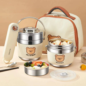 WORTHBUY 316 Stainless Steel Vacuum Insulated Lunch Box For Kids Large Capacity Portable Food Storage Container Bento Box