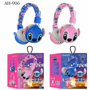 New Stitch Disney Bluetooth Headphones AH-906 Wireless Earbuds HIFI Sound Foldable Headsets with Mic Kids Gifts Anime Cartoon