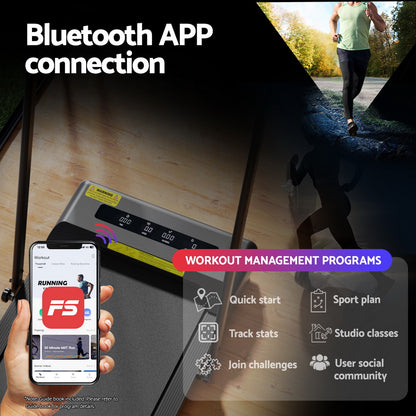 Everfit Treadmill Electric Walking Pad Incline Under Desk 380mm Black