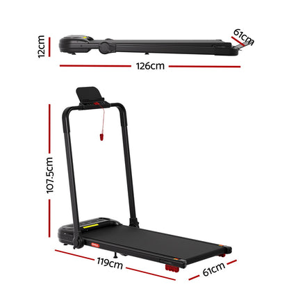 Everfit Treadmill Electric Walking Pad with Incline Foldable for Home Gym Black