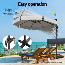 Load image into Gallery viewer, Instahut 3m Outdoor Umbrella Cantilever 360 Degree Tilt Beach Roma Grey
