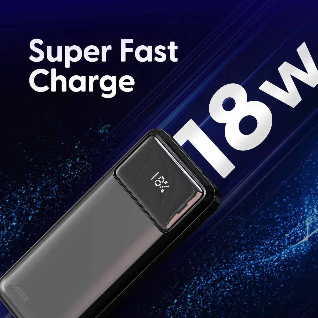 Laser 10000mAh Powerbank 18W PD with LED Indicator Black