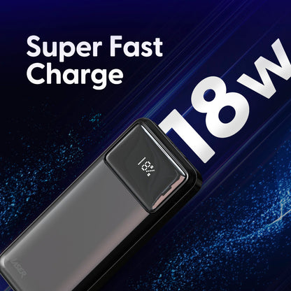 Laser 10000mAh Powerbank 18W PD with LED Indicator Black