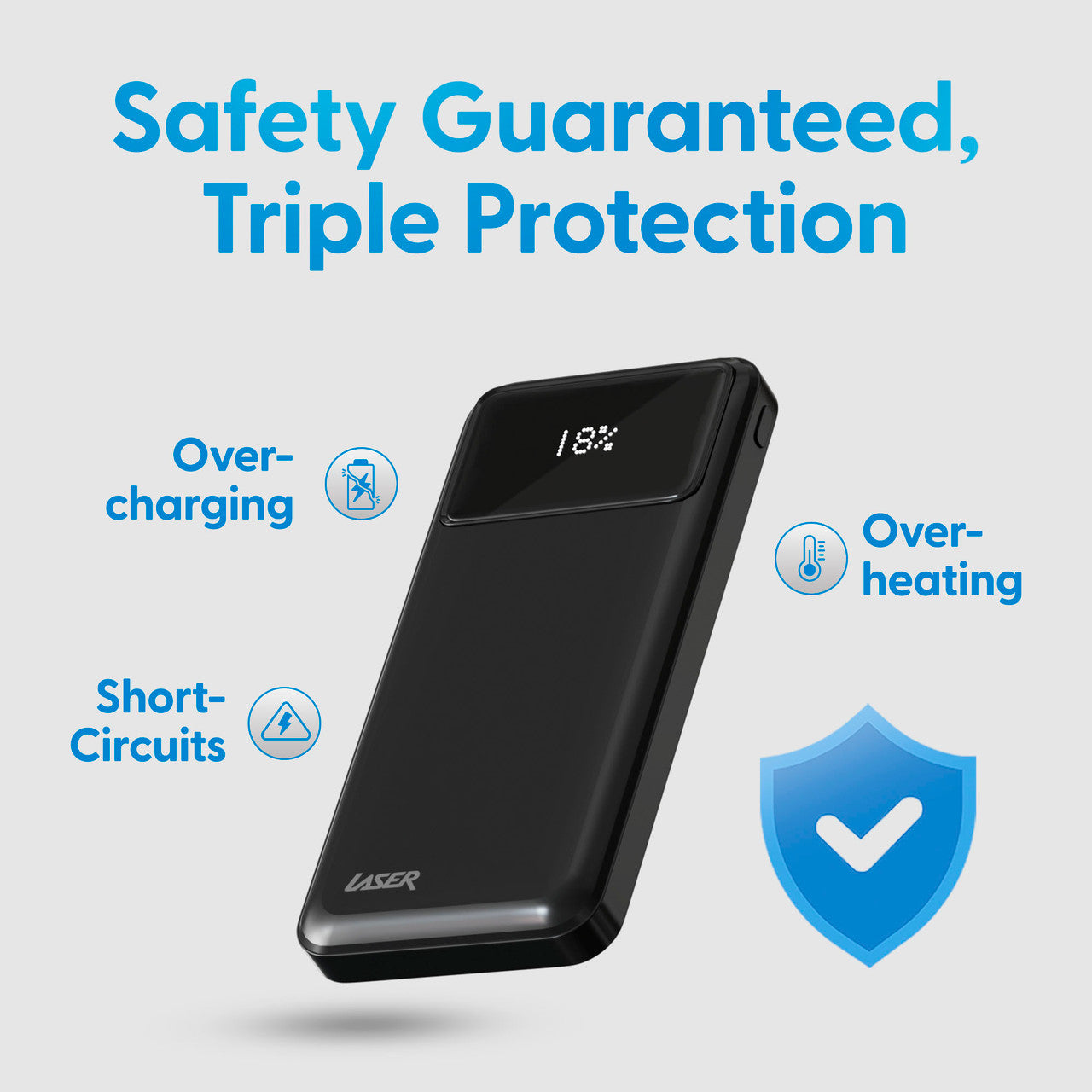 Laser 10000mAh Powerbank 18W PD with LED Indicator Black