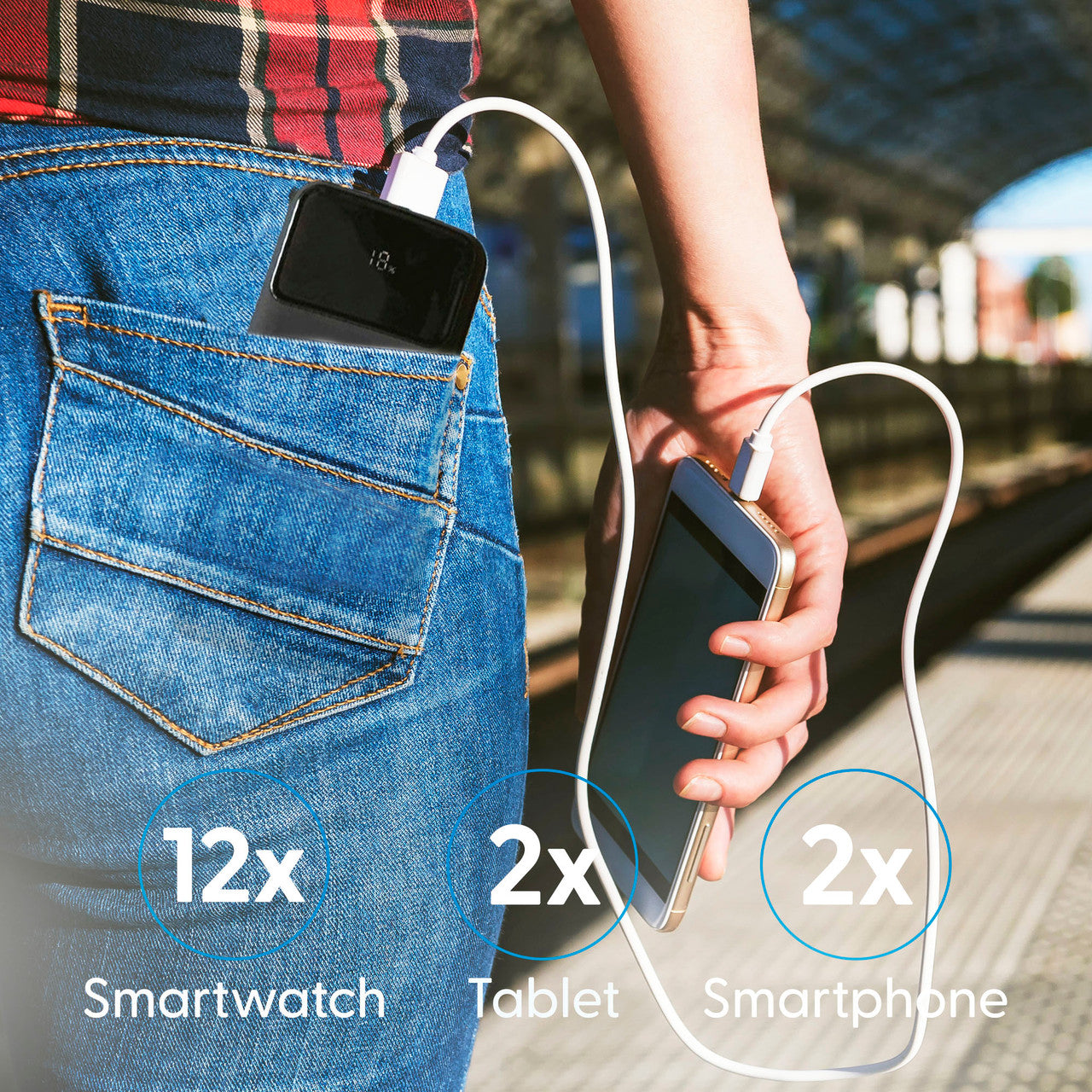 Laser 10000mAh Powerbank 18W PD with LED Indicator Black