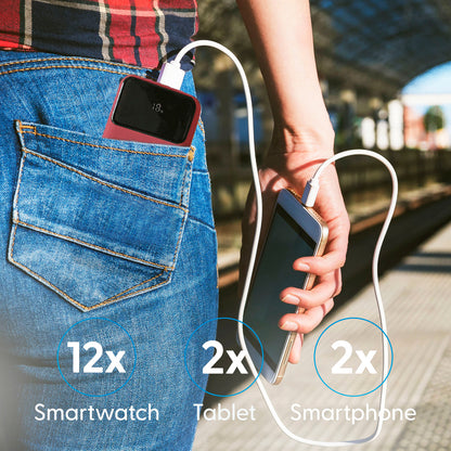 Laser 10000mAh Powerbank 18W PD with LED Indicator Red