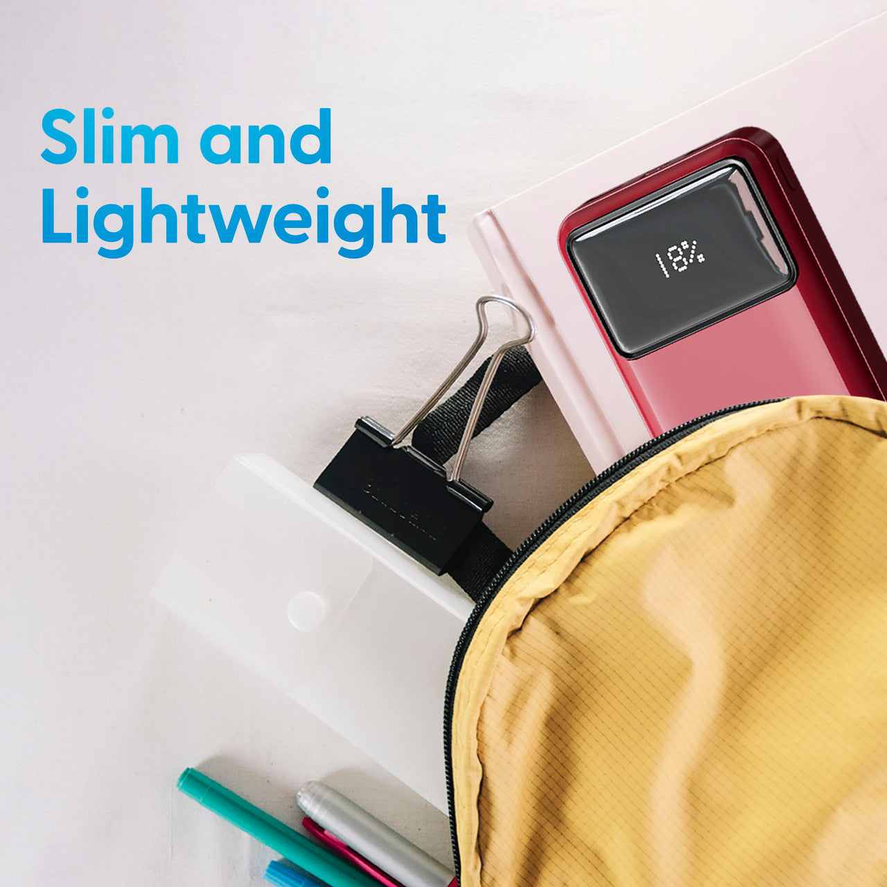 Laser 10000mAh Powerbank 18W PD with LED Indicator Red