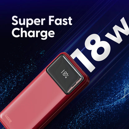 Laser 10000mAh Powerbank 18W PD with LED Indicator Red