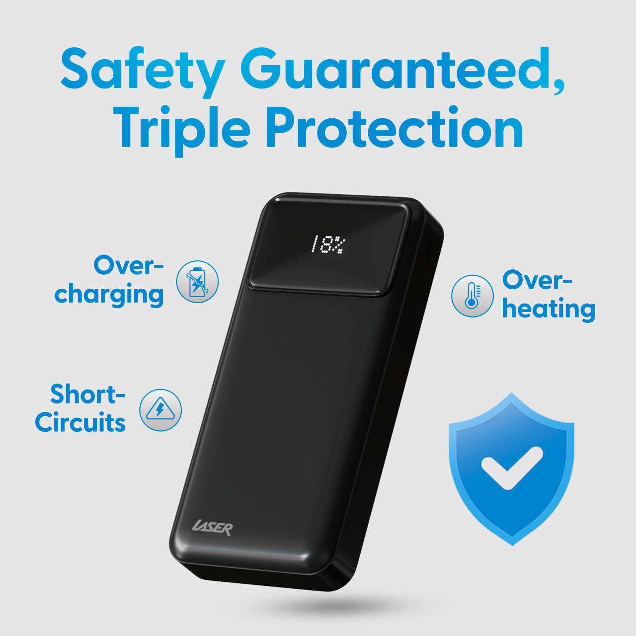 Laser 20000mAh Powerbank 18W PD with LED Black