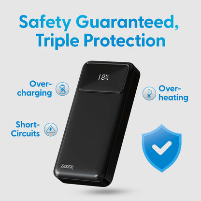 Laser 20000mAh Powerbank 18W PD with LED Black