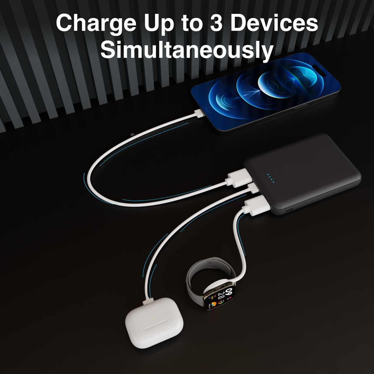 Laser 5000mAh Powerbank Charcoal