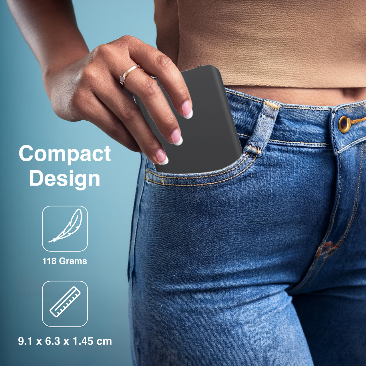 Laser 5000mAh Powerbank Charcoal