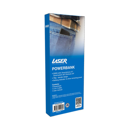 Laser 5000mAh Powerbank Charcoal