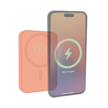 Laser 5000mAh Magnetic Wireless Power Bank Peach