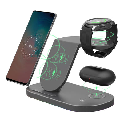 Laser 3 in 1 Wireless Charging Station Black