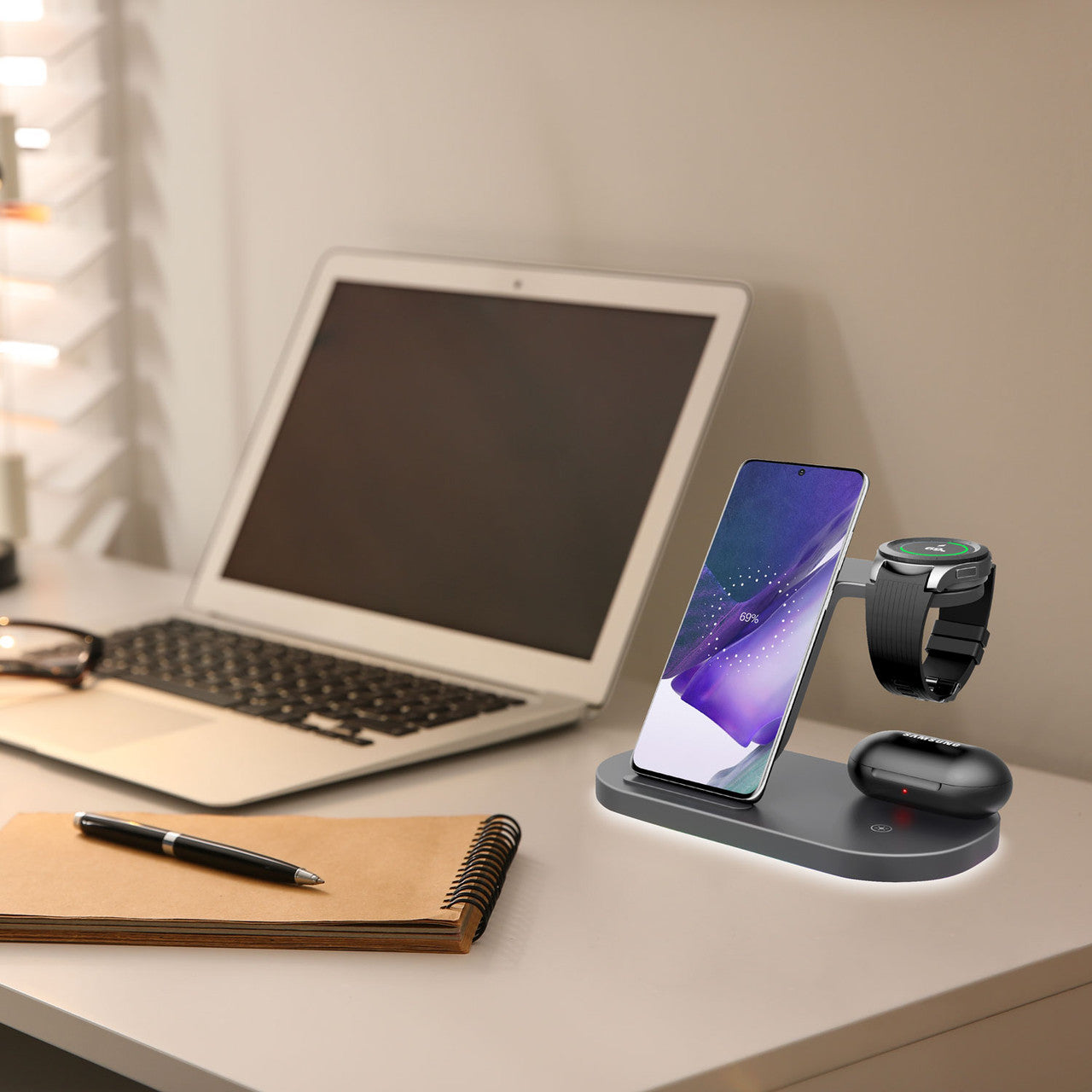 Laser 3 in 1 Wireless Charging Station Black
