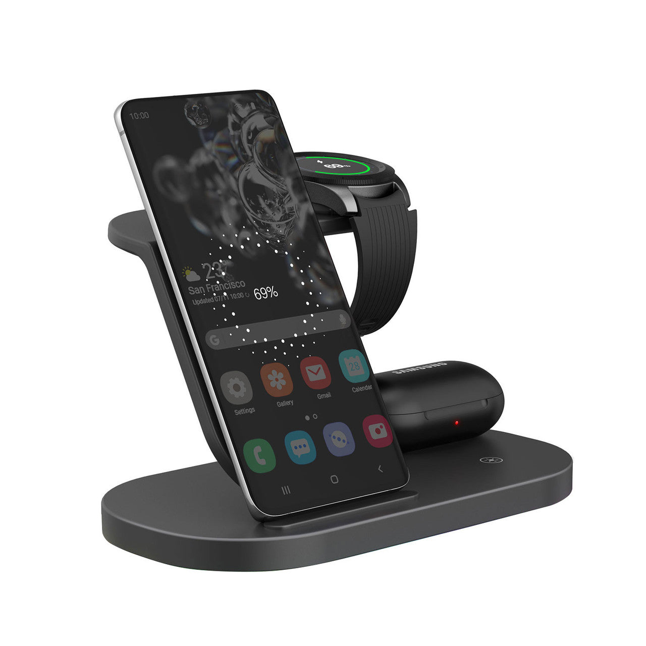 Laser 3 in 1 Wireless Charging Station Black