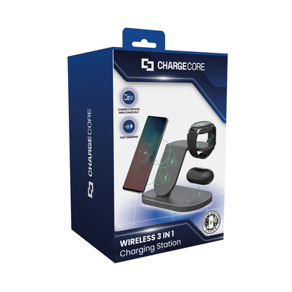 Laser 3 in 1 Wireless Charging Station Black