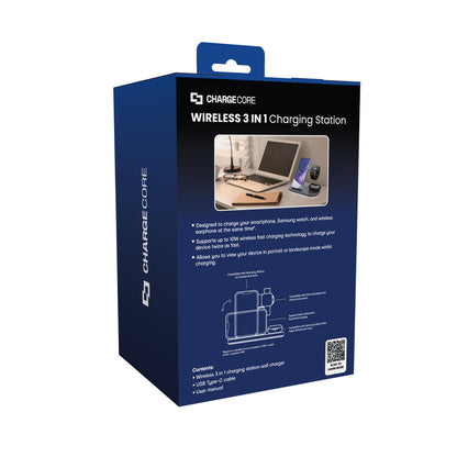 Laser 3 in 1 Wireless Charging Station Black