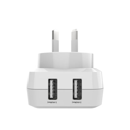 Laser Dual USB AC Charger 2.4A with 3-in-1 Cable White