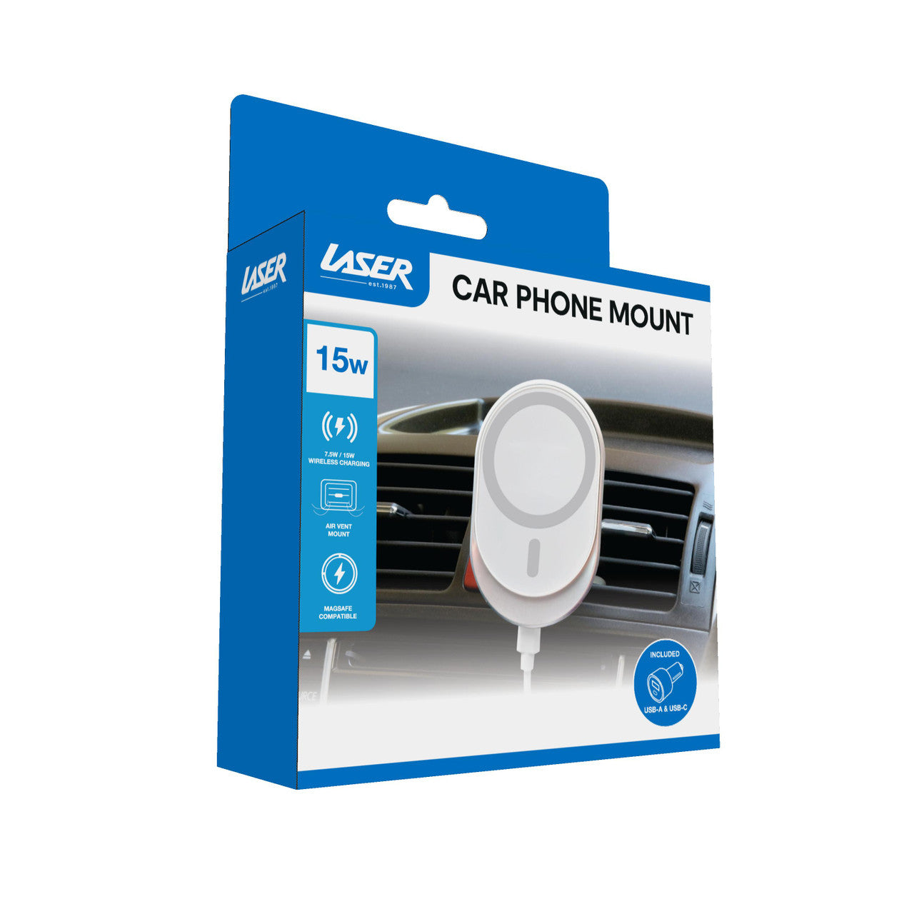 Laser MagSafe Car Vent Mount with 15W Wireless Charging