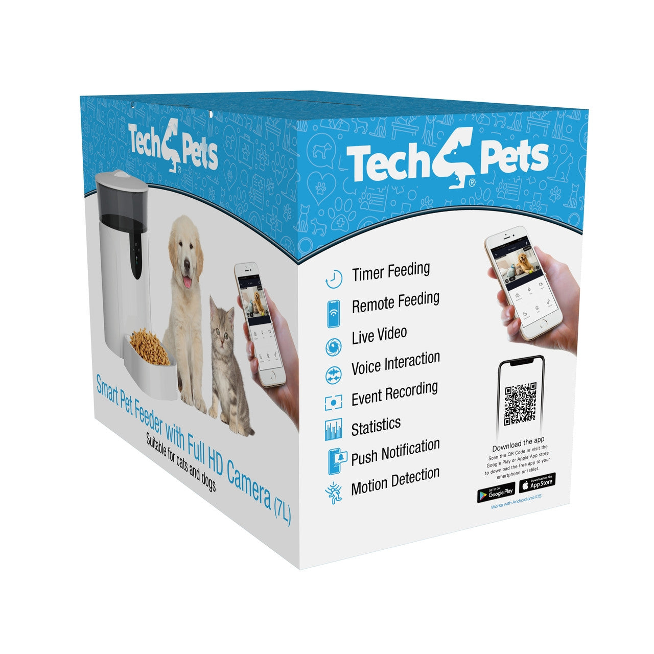 Tech4Pets 7L Smart Pet Feeder with HD Camera & App Control