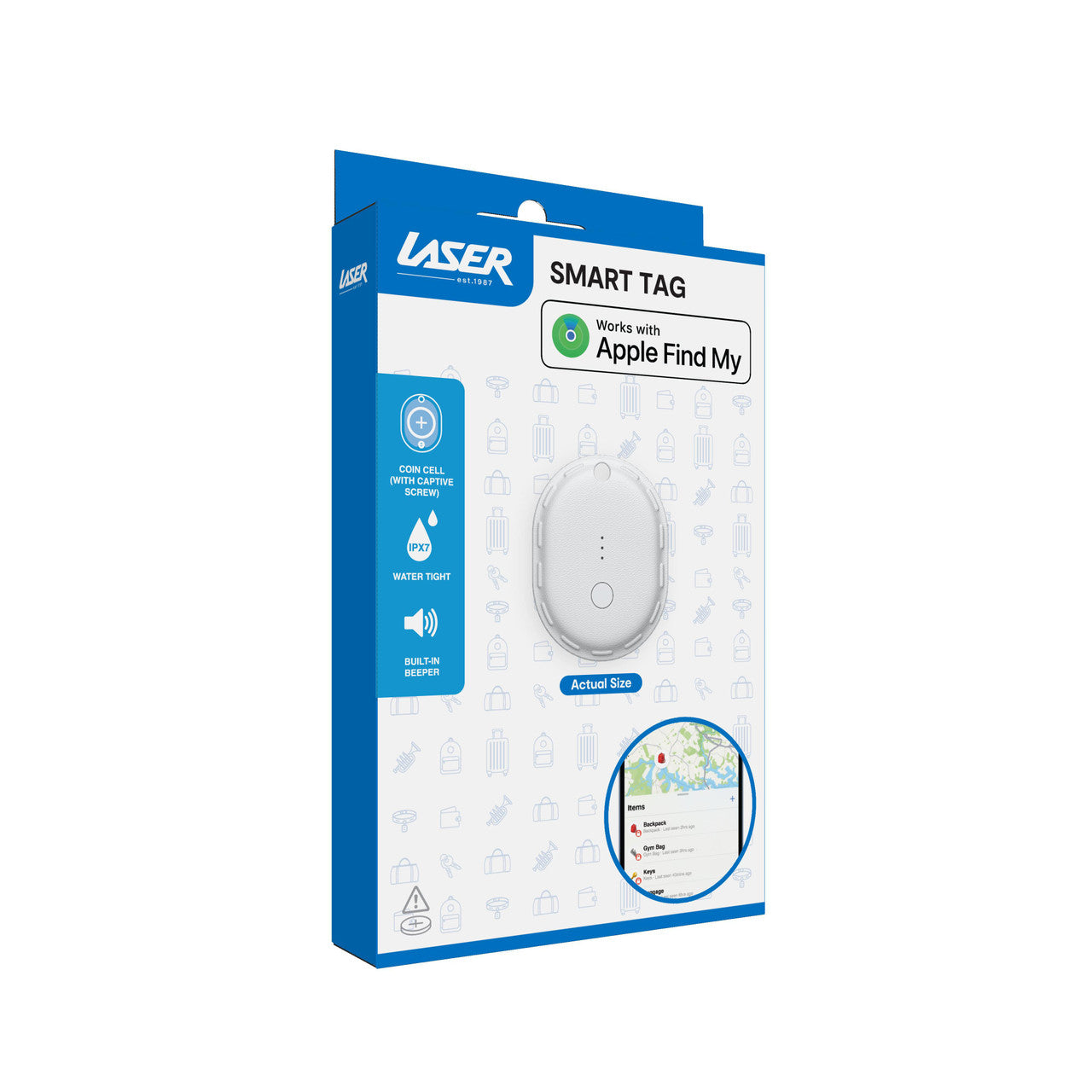 Laser Mini Smart Tag with Apple Find My Tracking White