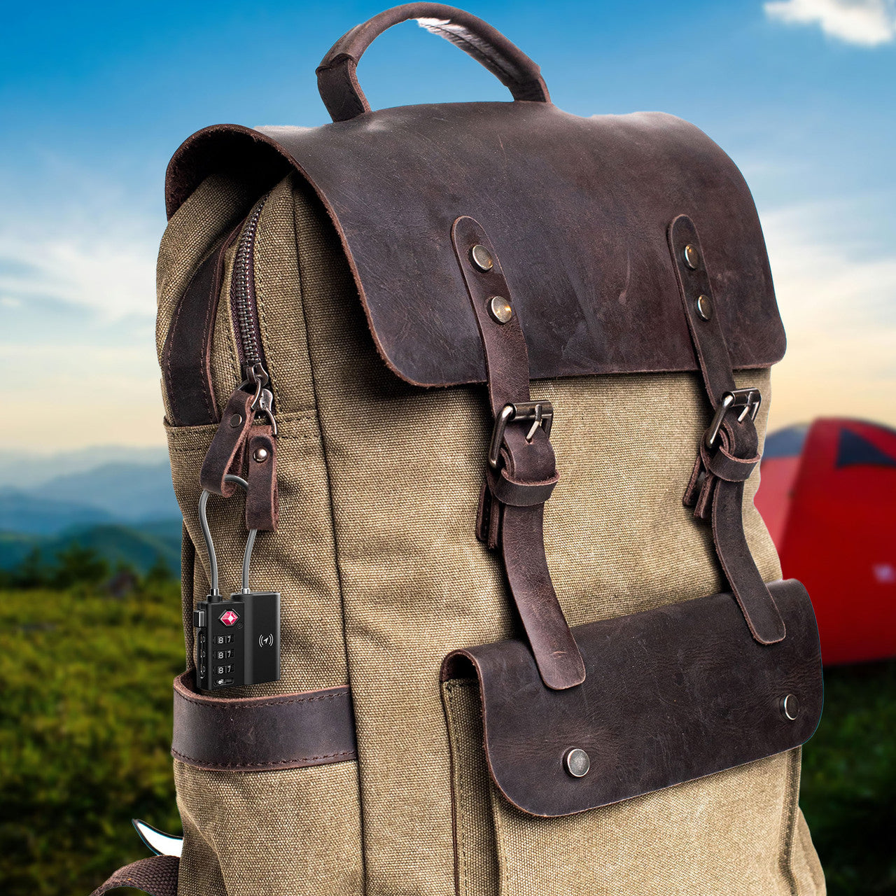 Laser TSA Lock Smart Tag with Rechargeable Battery Black