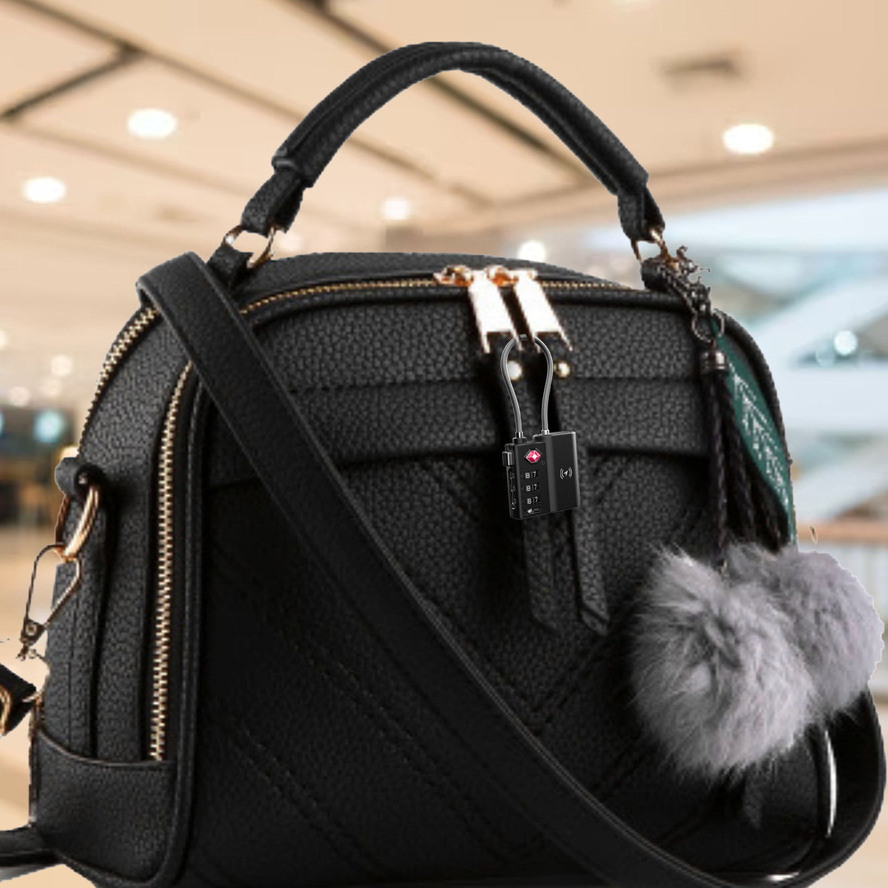 Laser TSA Lock Smart Tag with Rechargeable Battery Black