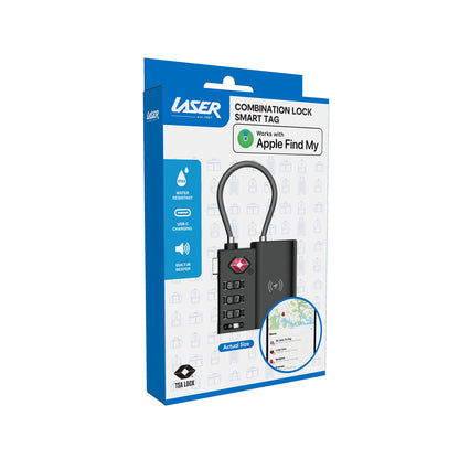 Laser TSA Lock Smart Tag with Rechargeable Battery Black