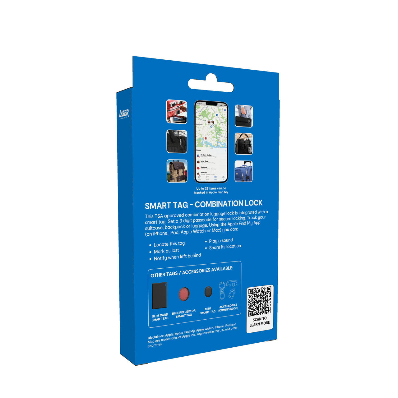 Laser TSA Lock Smart Tag with Rechargeable Battery Black