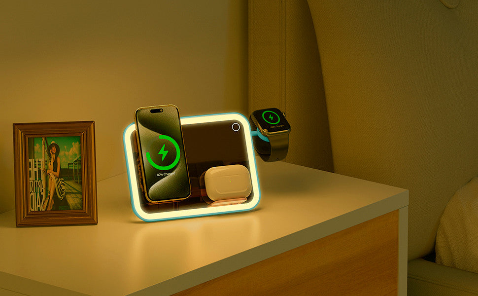 Makeup Mirror 3 in 1 Wireless Charger Qi2